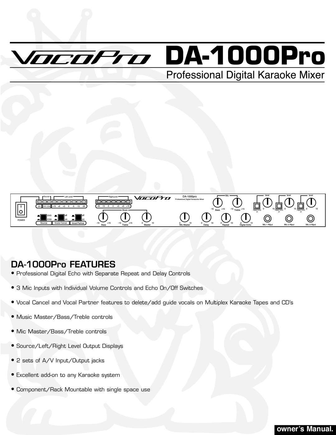 VocoPro manual DA-1000Pro Features 