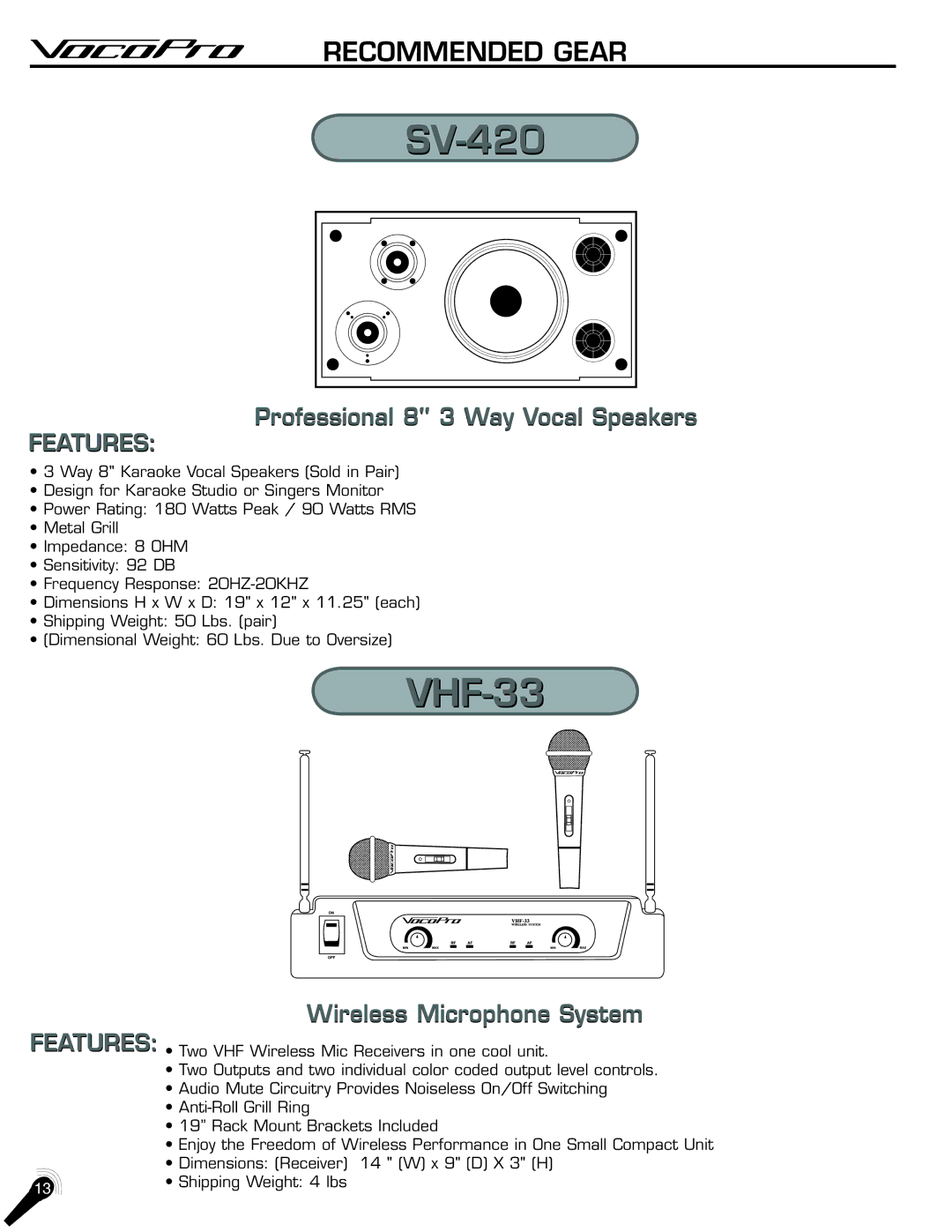 VocoPro DA-1000Pro manual SV-420 