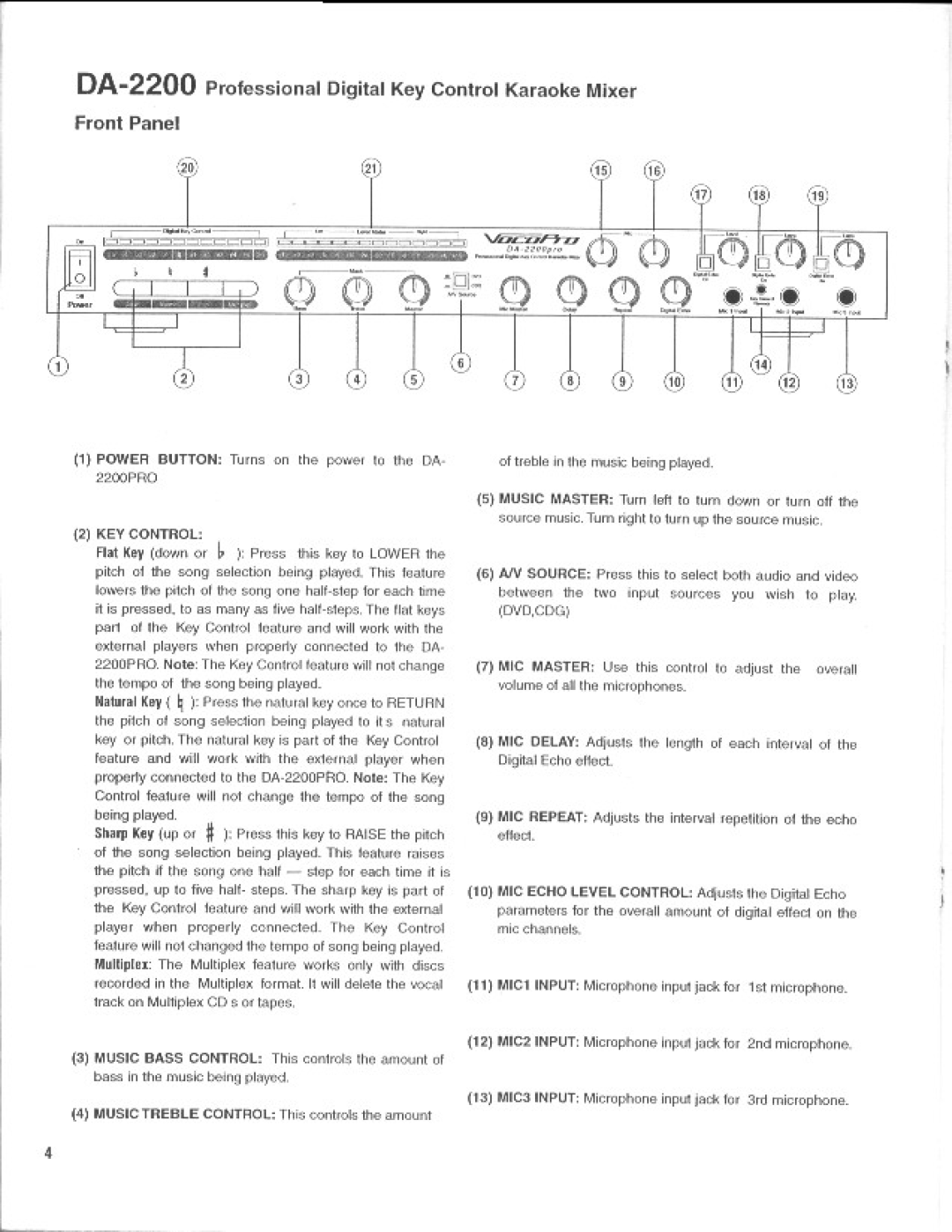 VocoPro DA-2200 manual 