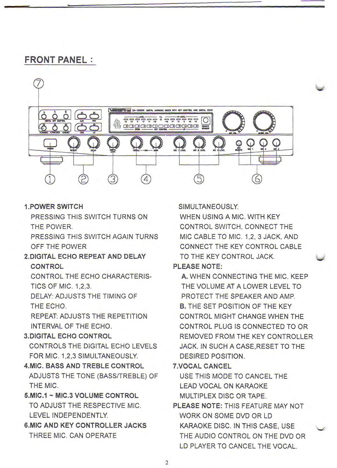 VocoPro DA-3050K manual 