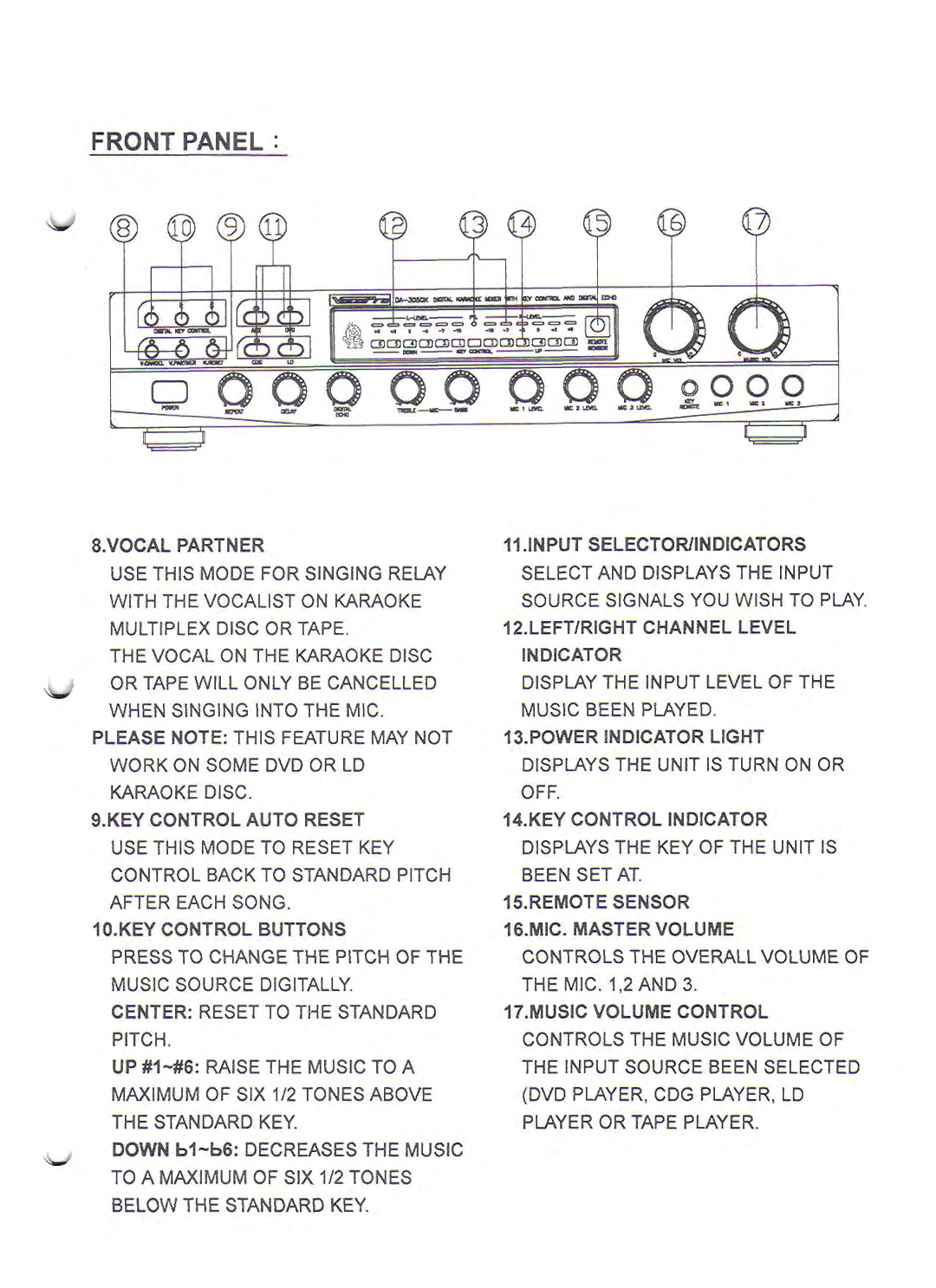 VocoPro DA-3050K manual 