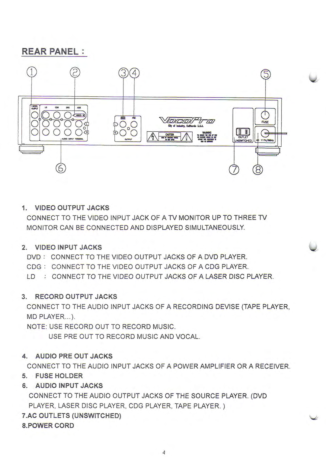 VocoPro DA-3050K manual 