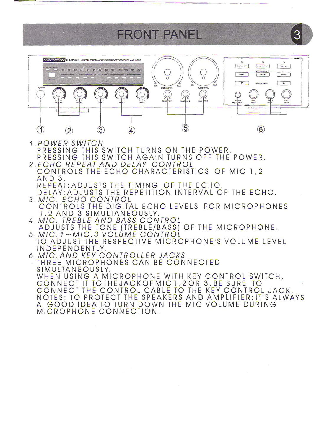 VocoPro DA-3500K manual 