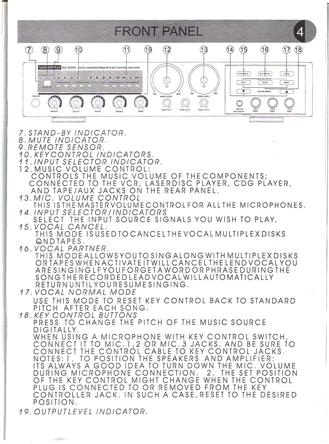 VocoPro DA-3500K manual 