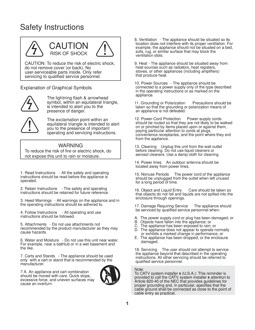 VocoPro DA-3700 owner manual Safety Instructions 