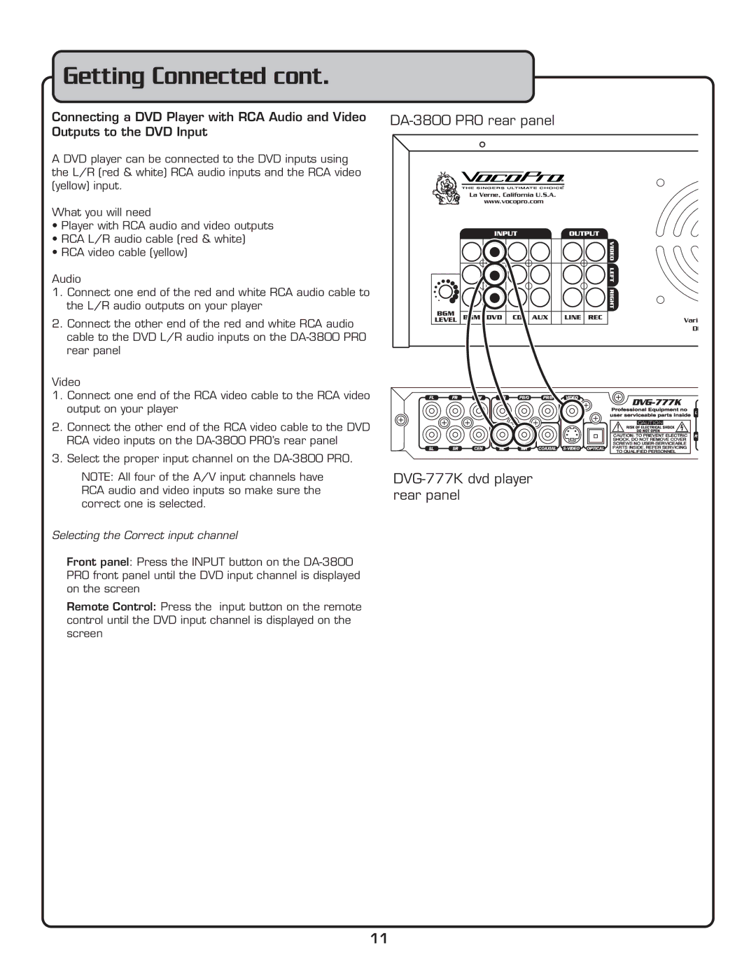 VocoPro DA-3800 PRO owner manual DVG-777K 