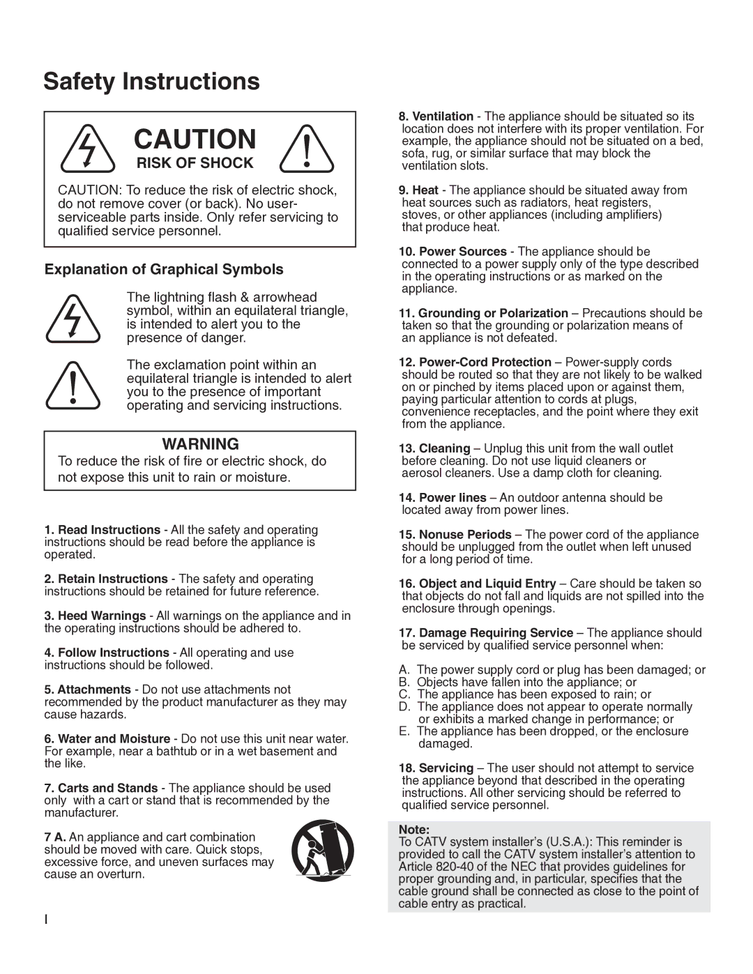 VocoPro DA-5800RX owner manual Safety Instructions 