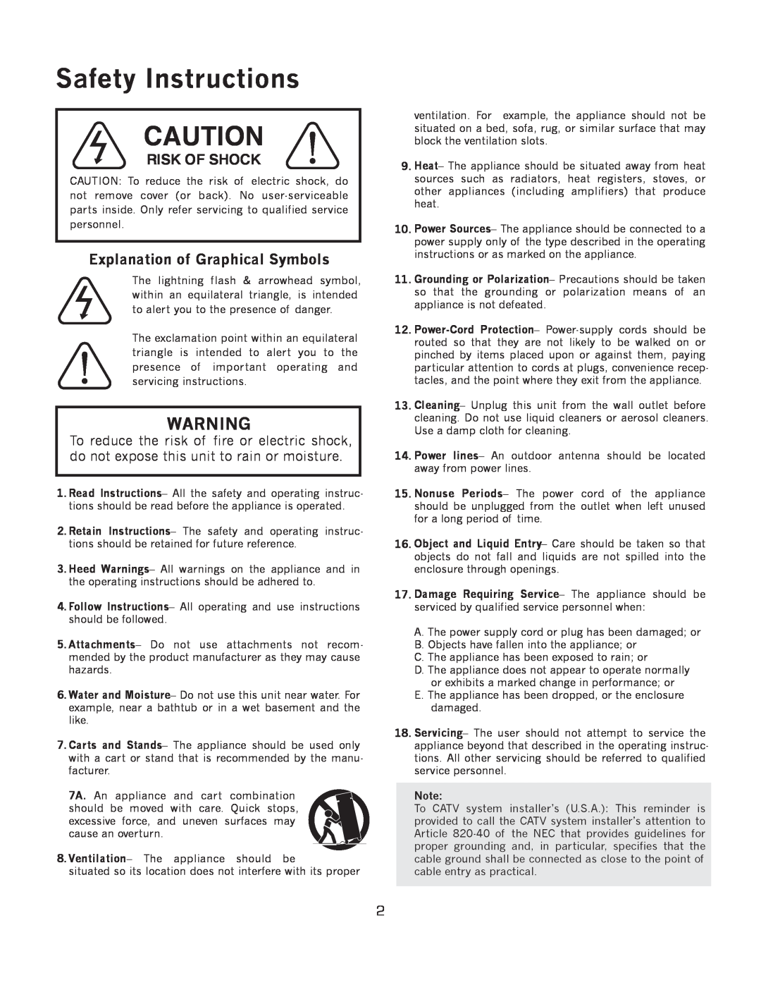 VocoPro DA-7909RV owner manual Safety Instructions, Risk Of Shock 