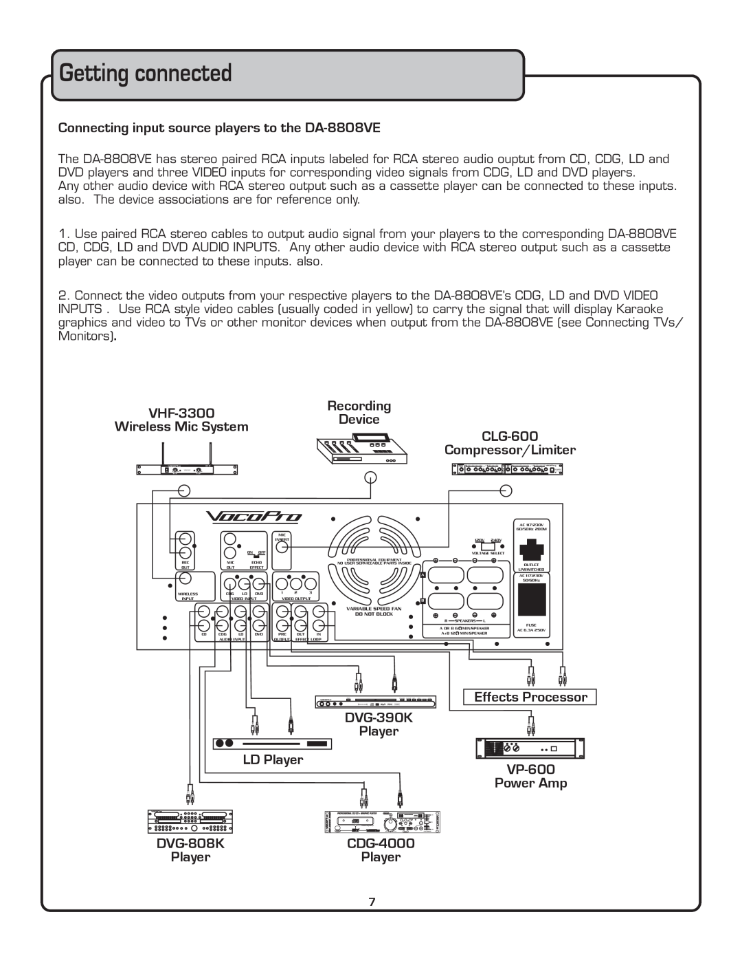 VocoPro DA-8808VE owner manual Getting connected 