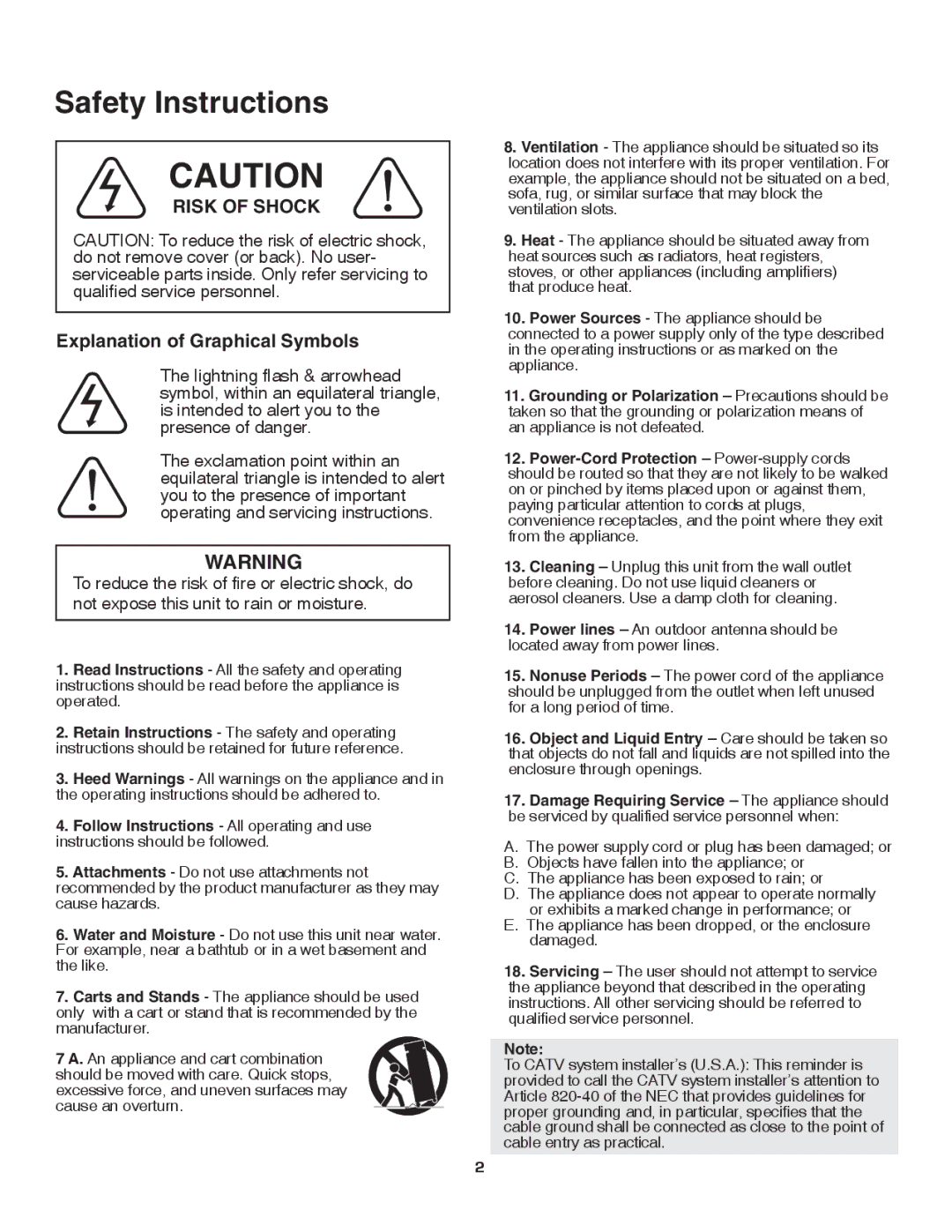 VocoPro DA-8808VE owner manual Safety Instructions 