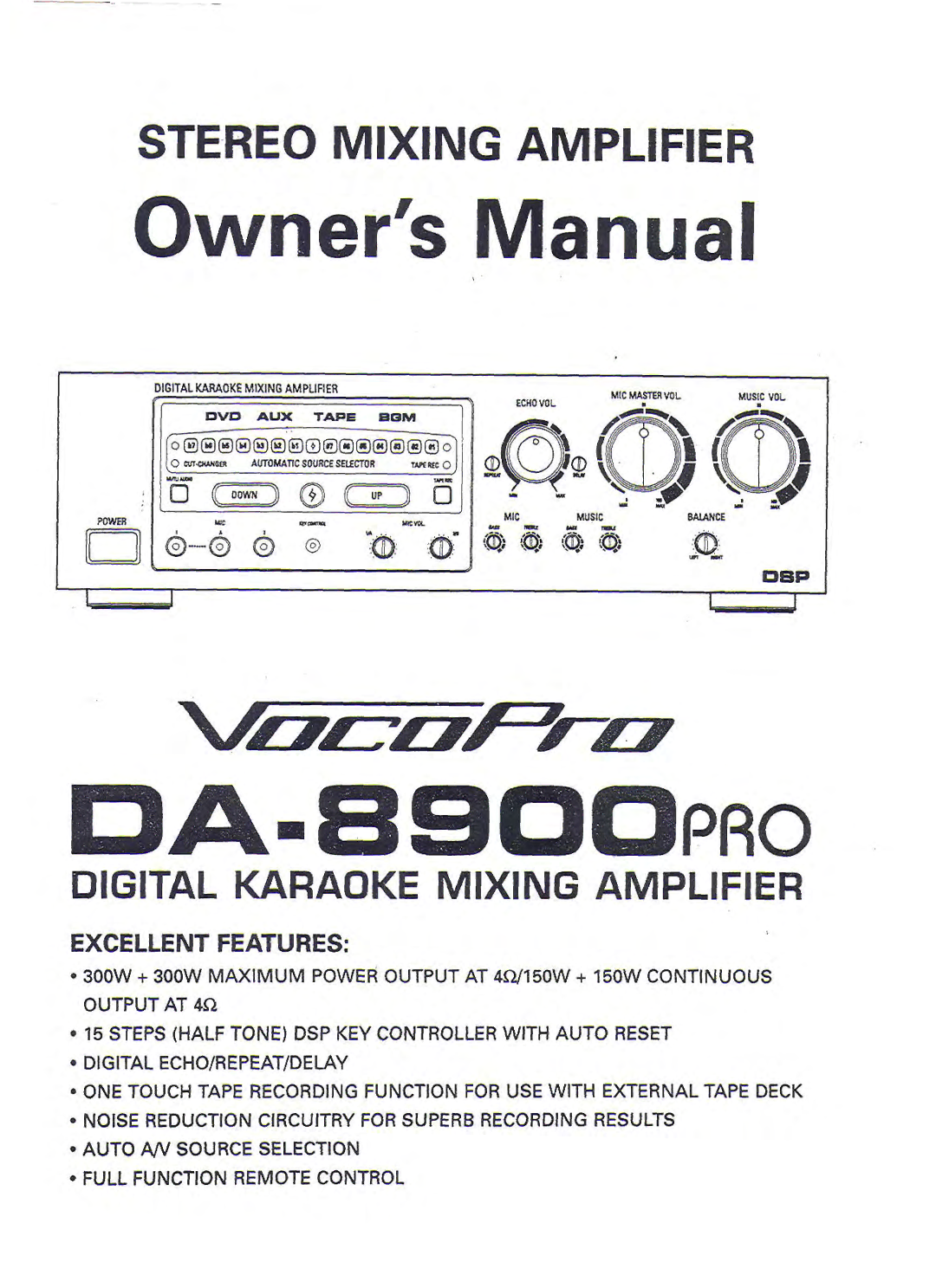 VocoPro DA-8900 manual 