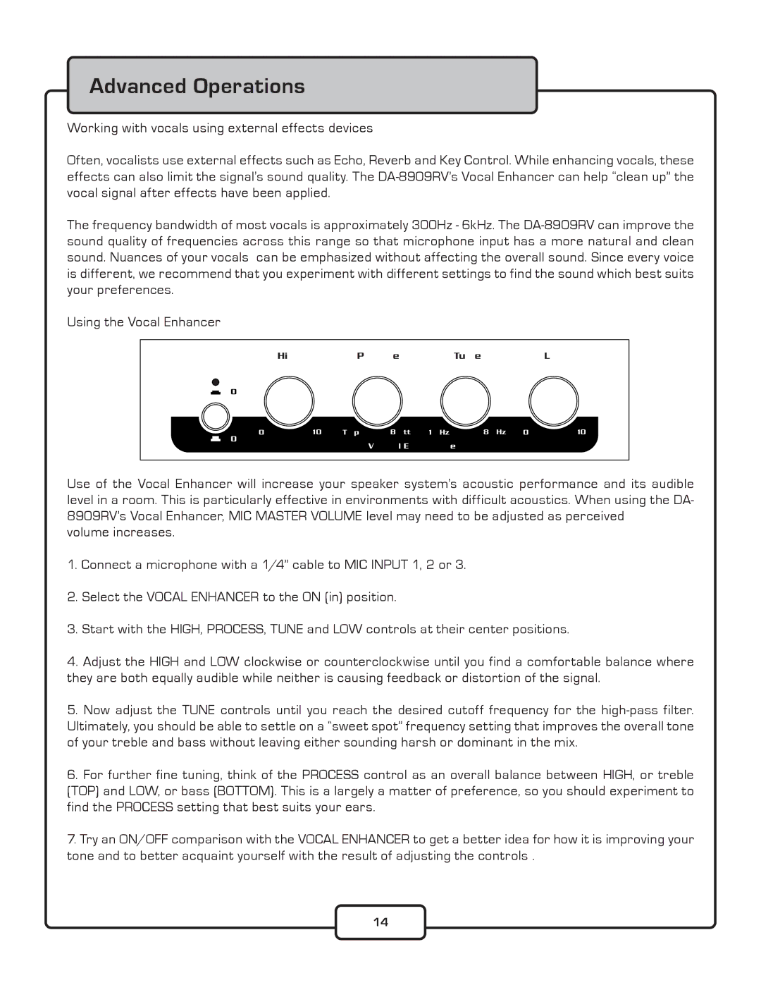 VocoPro DA-8909RV owner manual Advanced Operations 