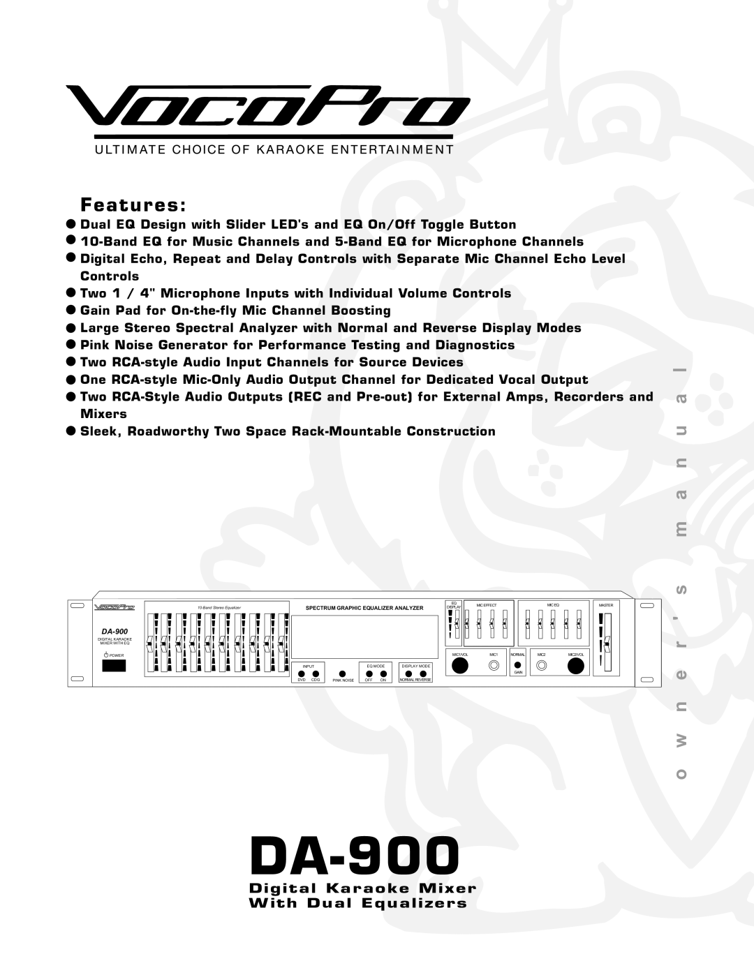 VocoPro DA-900 owner manual 