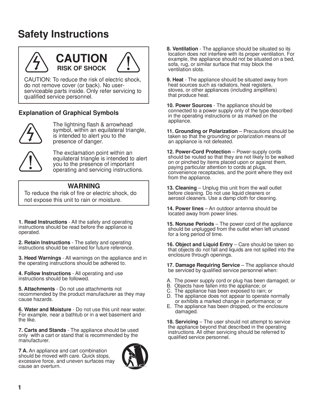 VocoPro DA2277 manual Safety Instructions, Explanation of Graphical Symbols 