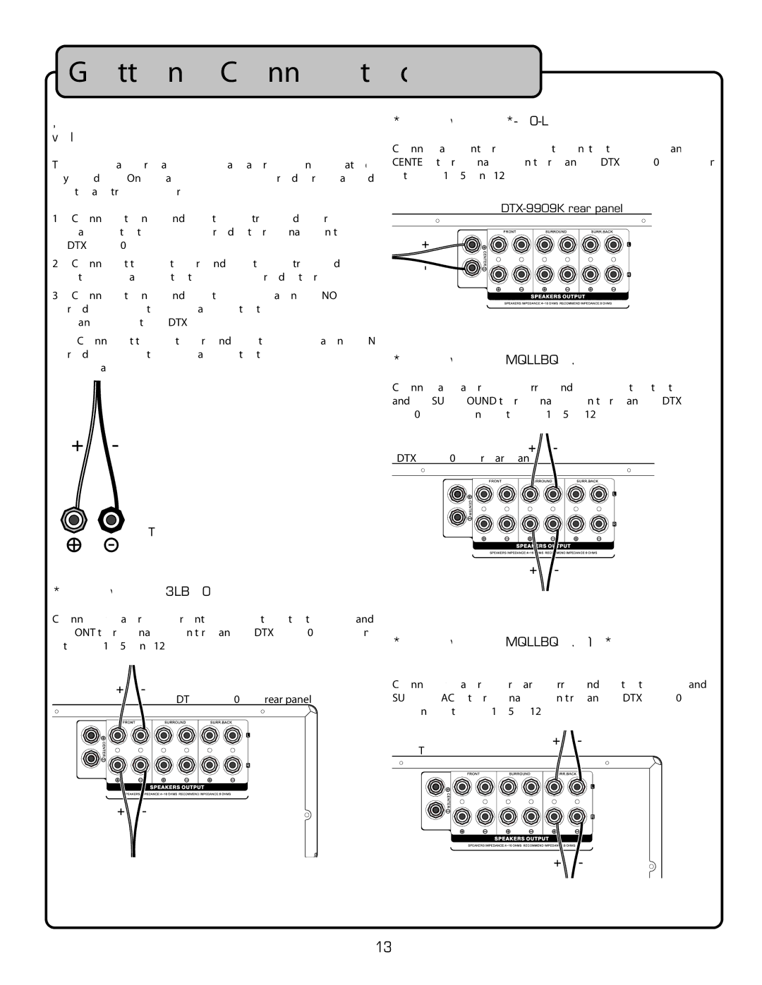 VocoPro DTX-9909K Determining the proper way to connect the speaker cables, Connecting to the Front speaker terminals 