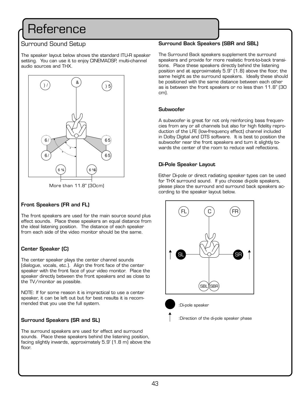 VocoPro DTX-9909K owner manual Reference, Surround Sound Setup 