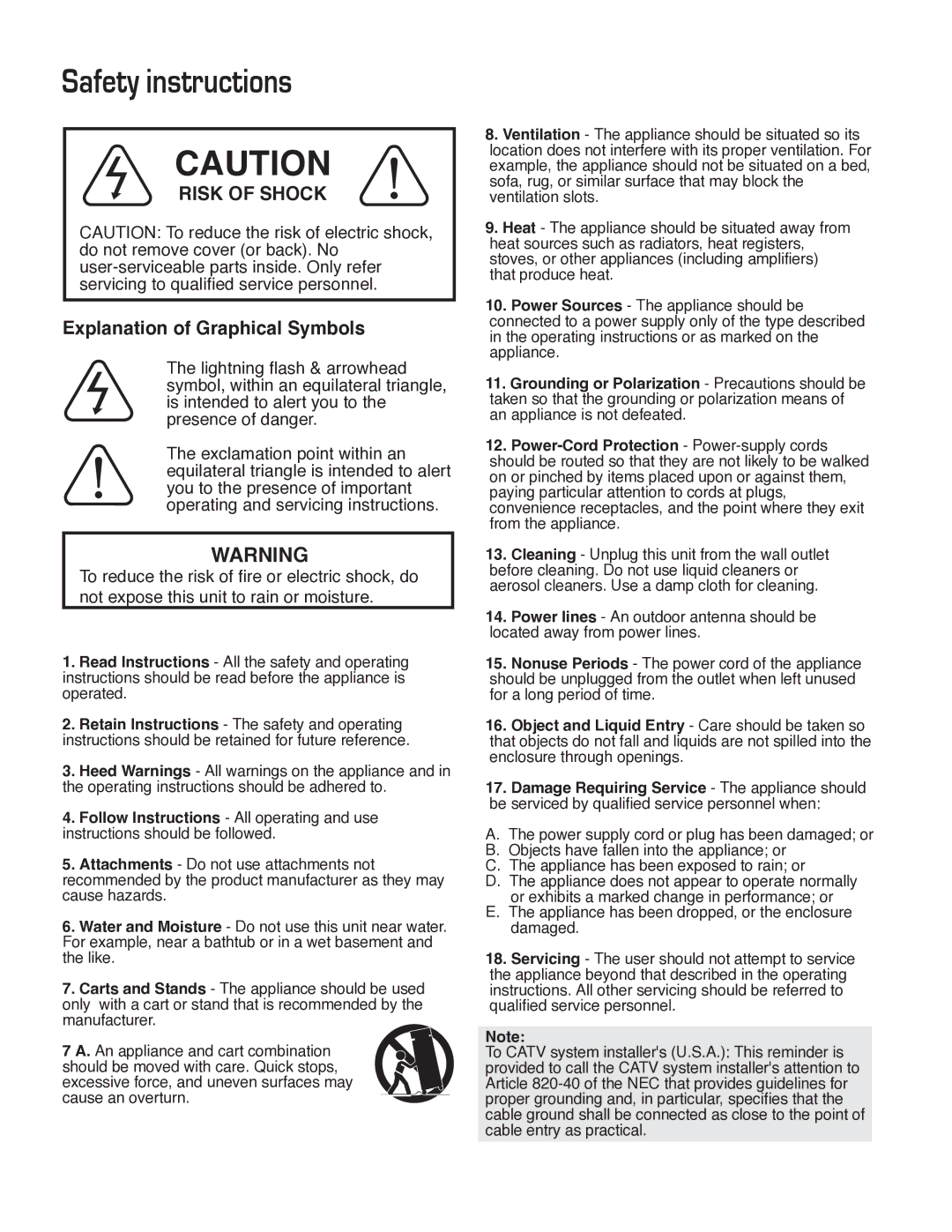 VocoPro DVG-777K owner manual Safety instructions 