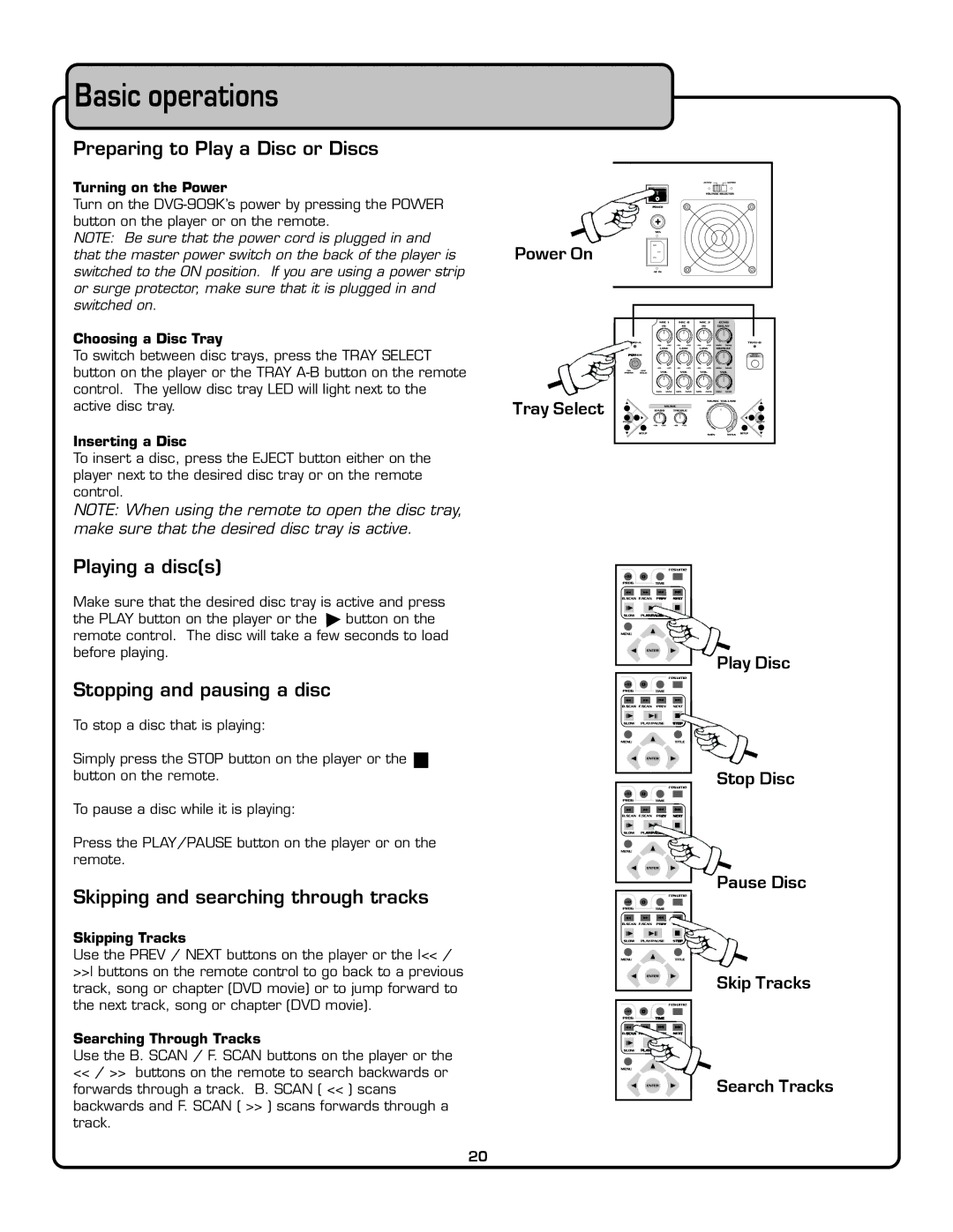 VocoPro DVG-909K owner manual Basic operations 