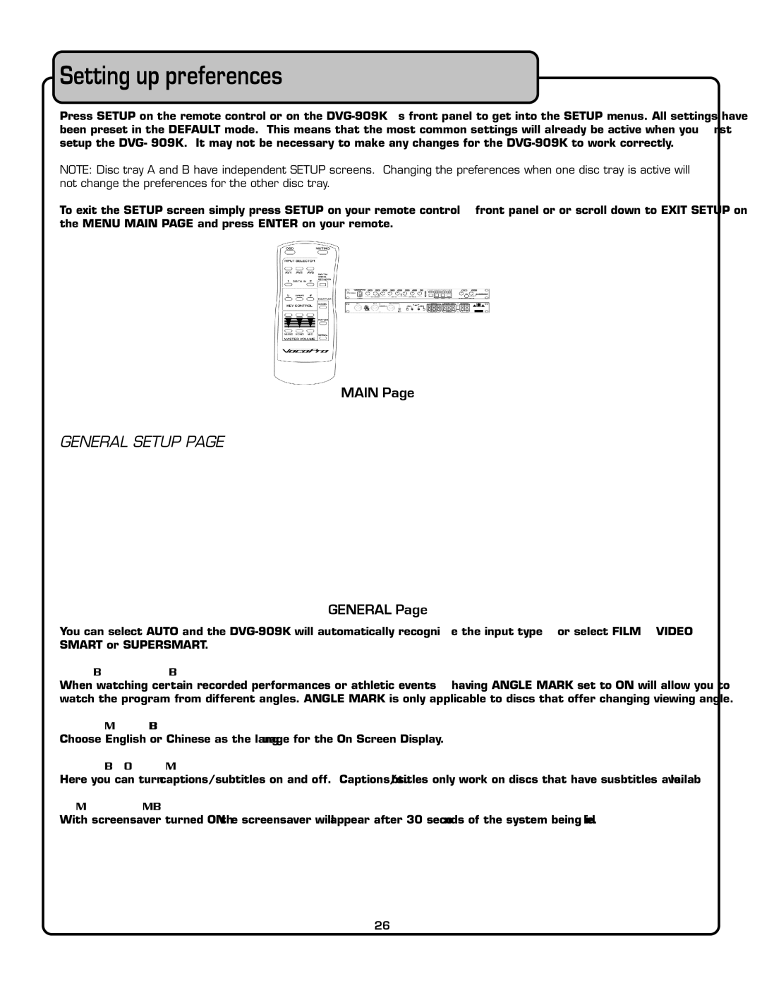 VocoPro DVG-909K owner manual Screensaver 