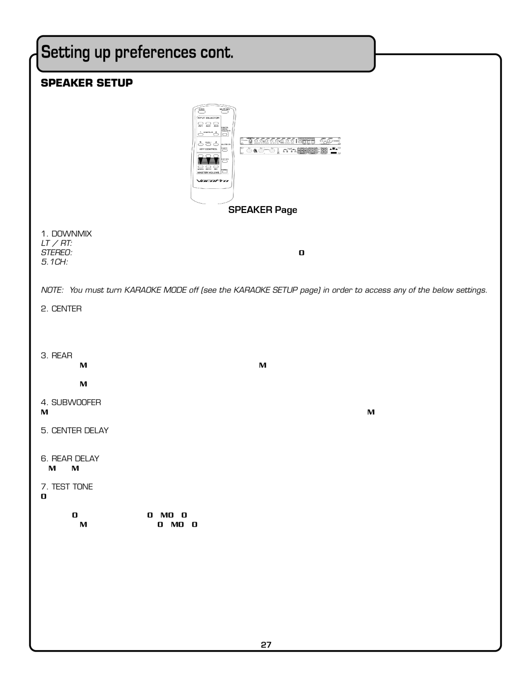 VocoPro DVG-909K owner manual Setting up preferences, Speaker 