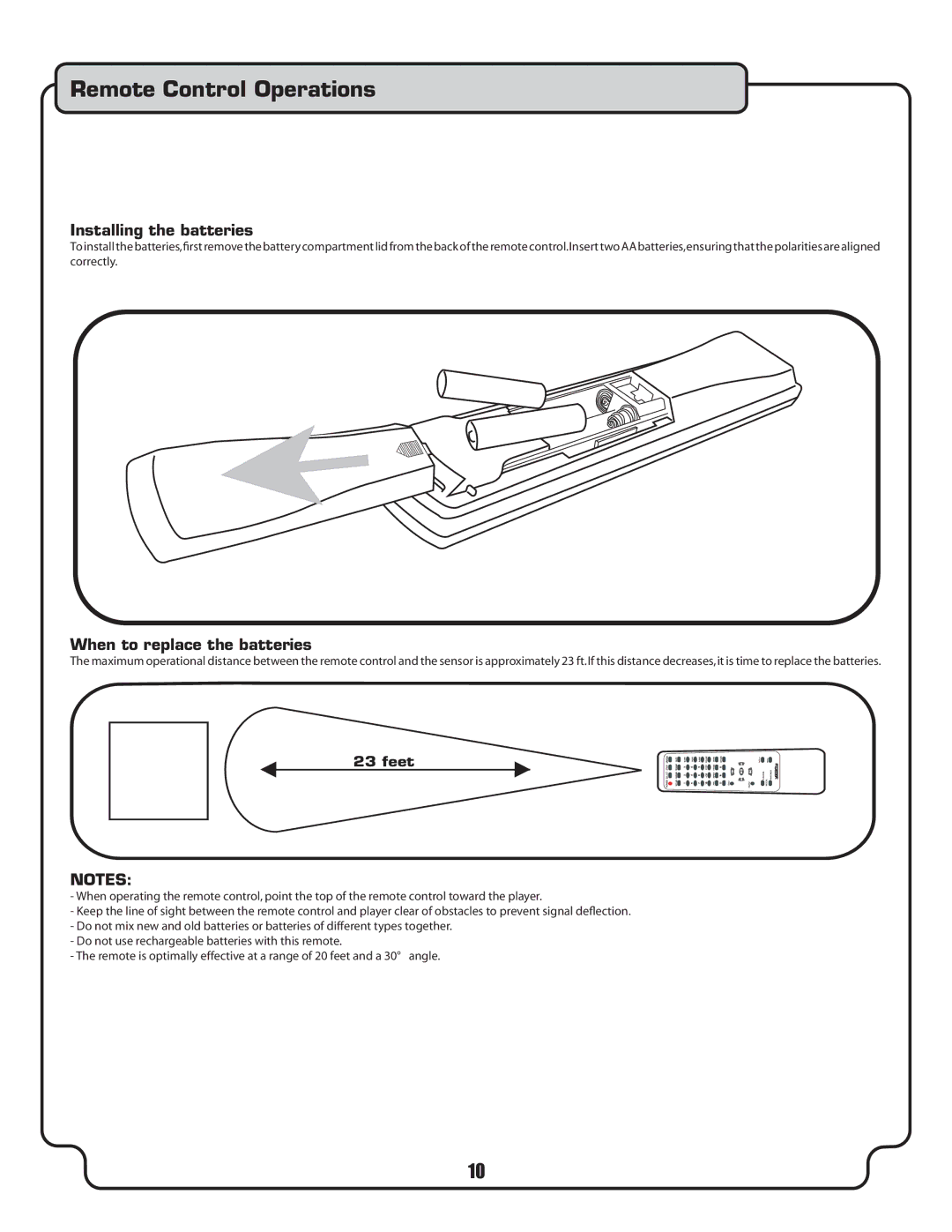 VocoPro DVX-580G owner manual Remote Control Operations, Installing the batteries, When to replace the batteries 