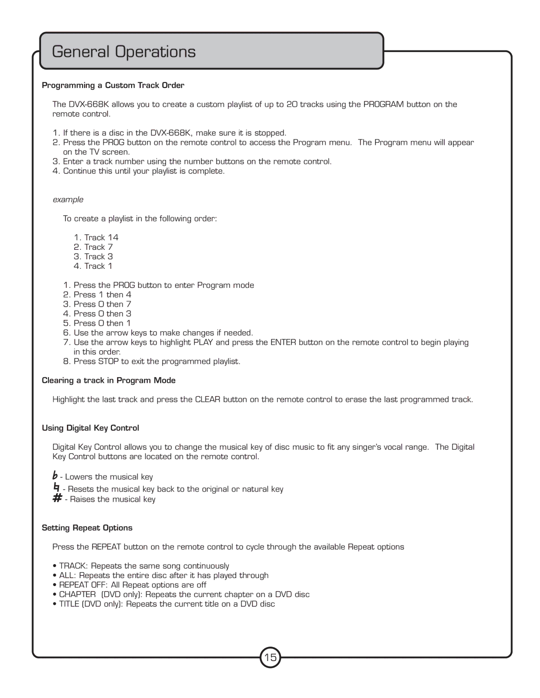 VocoPro DVX-668K owner manual General Operations 