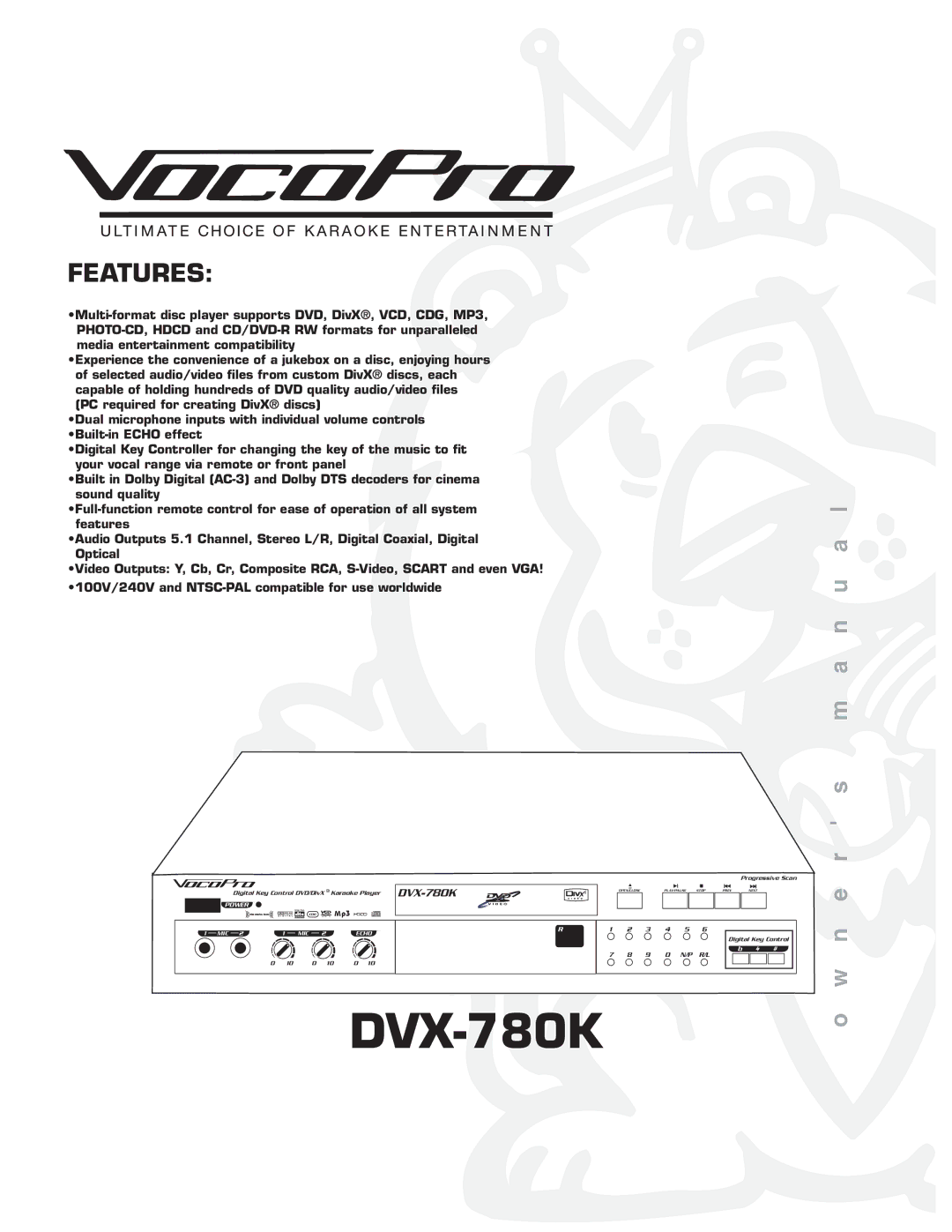 VocoPro DVX-780K owner manual 