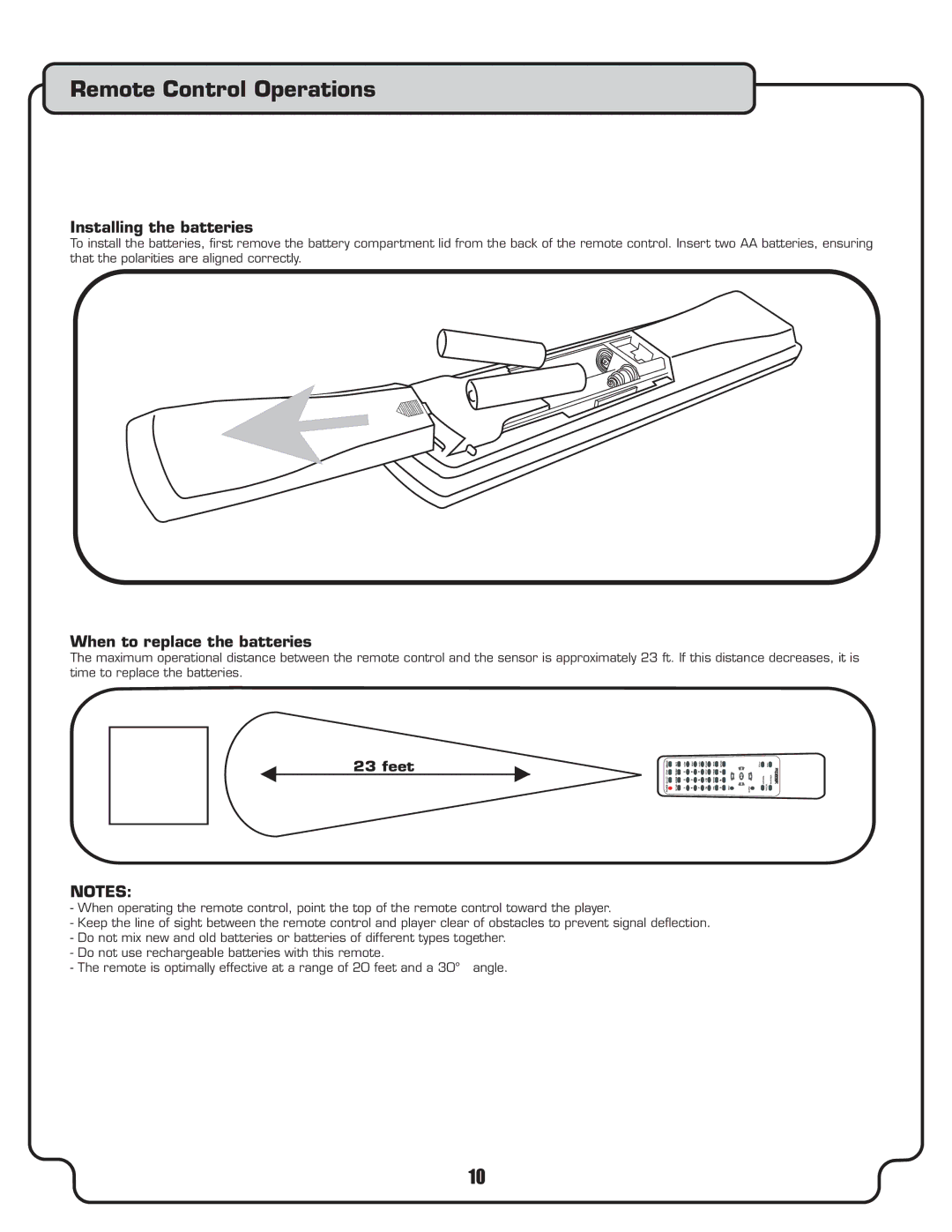 VocoPro DVX-780K owner manual Remote Control Operations, Installing the batteries, When to replace the batteries 