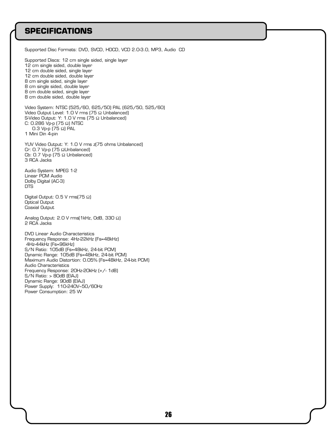 VocoPro DVX-780K owner manual Specifications, Dts 