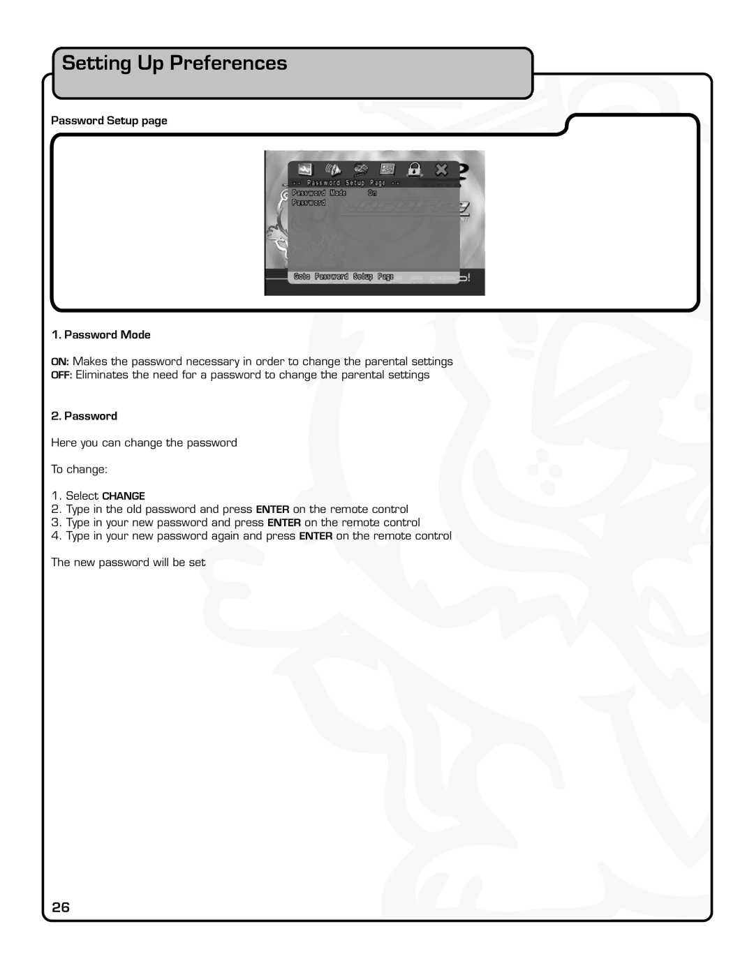 VocoPro DVX-880 Pro owner manual Password Setup Password Mode 