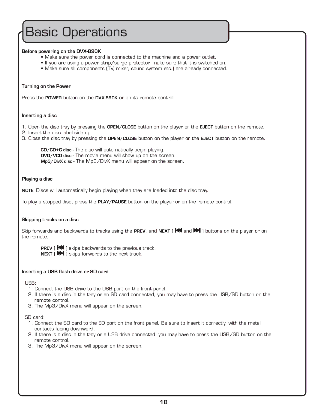 VocoPro DVX-890k manual Asics/Perations 