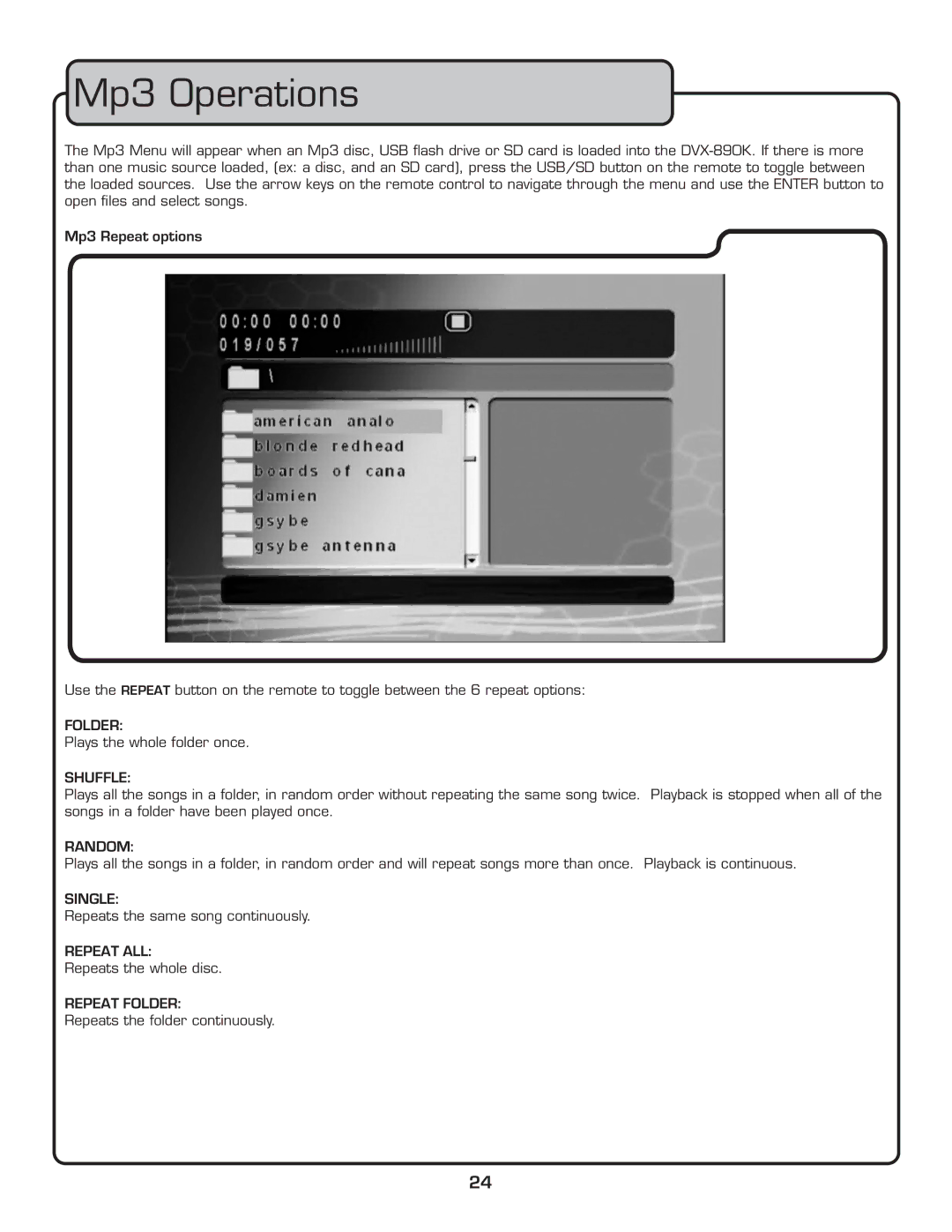 VocoPro DVX-890k manual P/Perations 