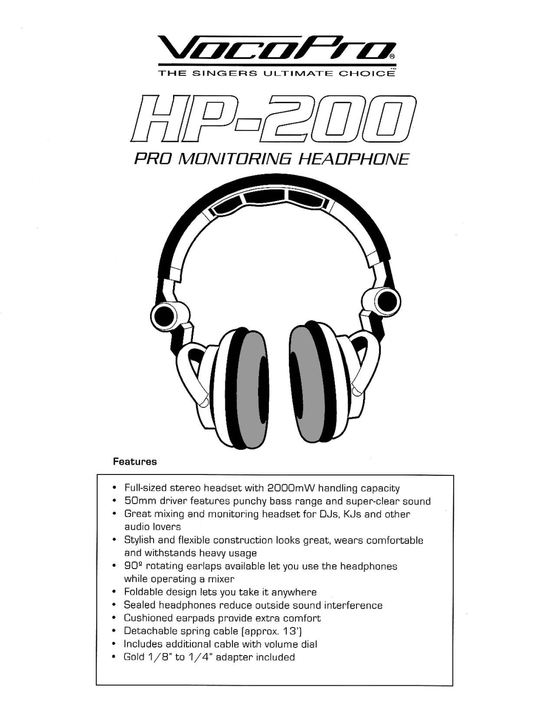 VocoPro HP-200 manual 