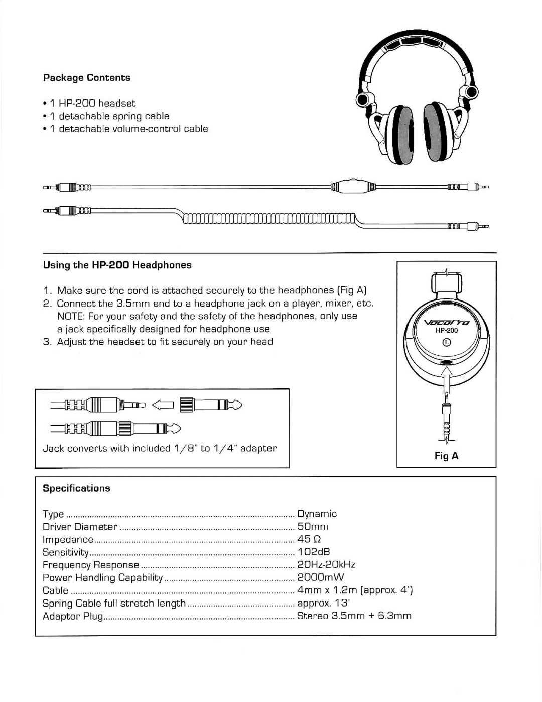 VocoPro HP-200 manual 