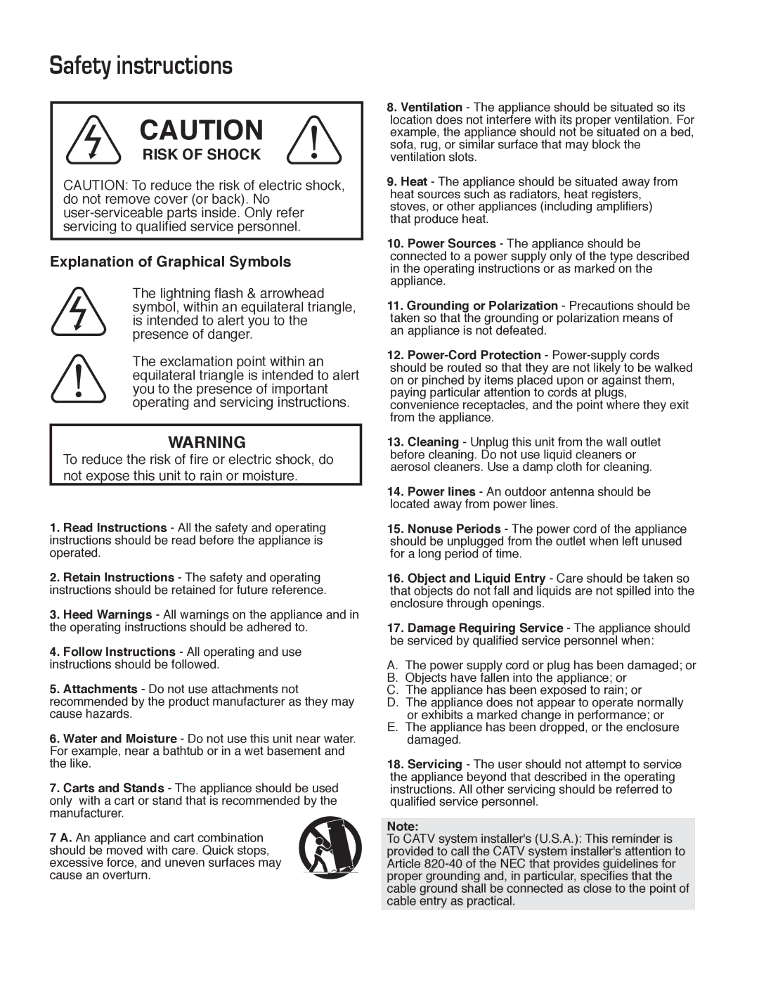 VocoPro IR-9000 owner manual Safety instructions, Risk of Shock 