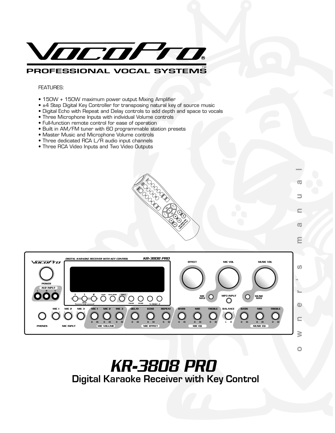 VocoPro KR-3808 PRO owner manual 