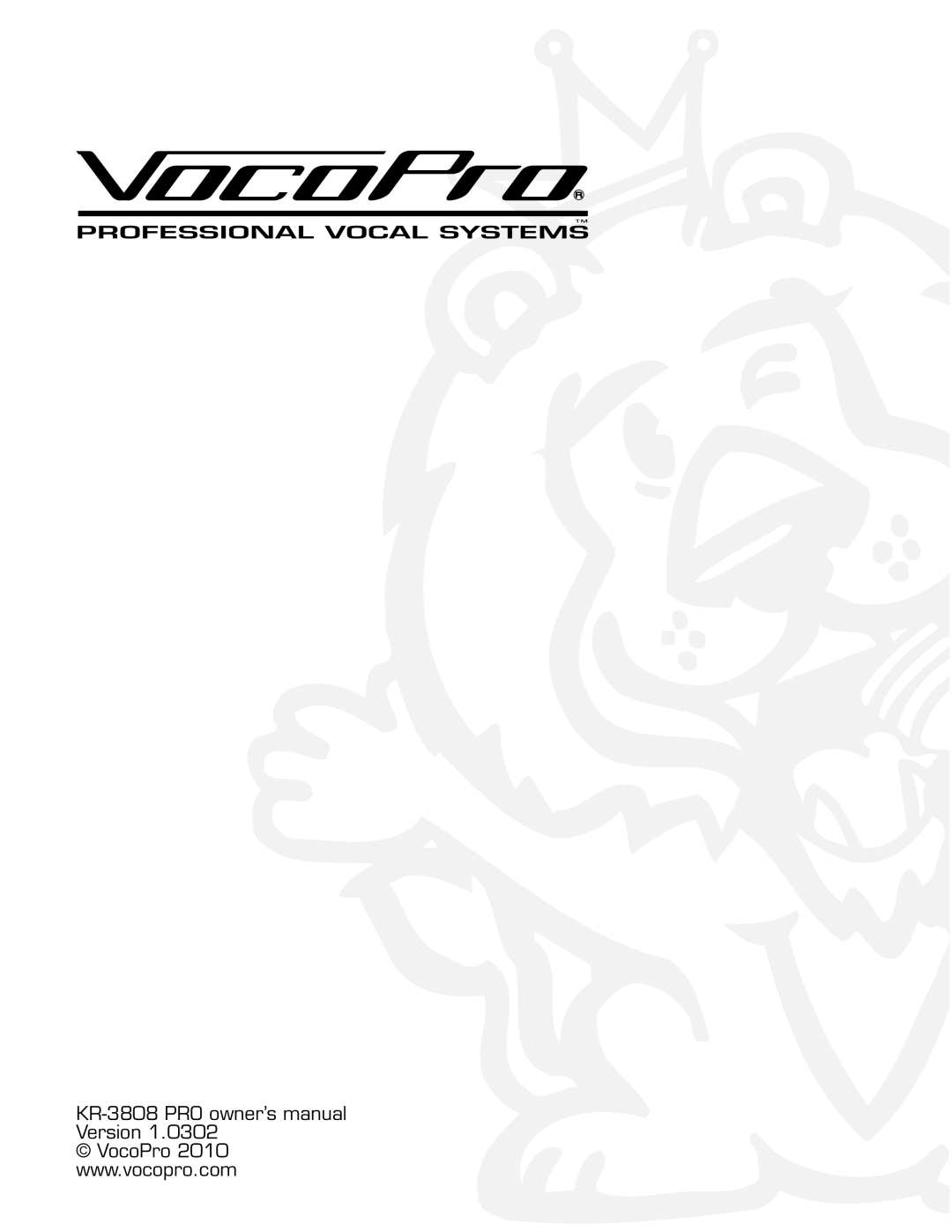 VocoPro KR-3808 PRO owner manual 