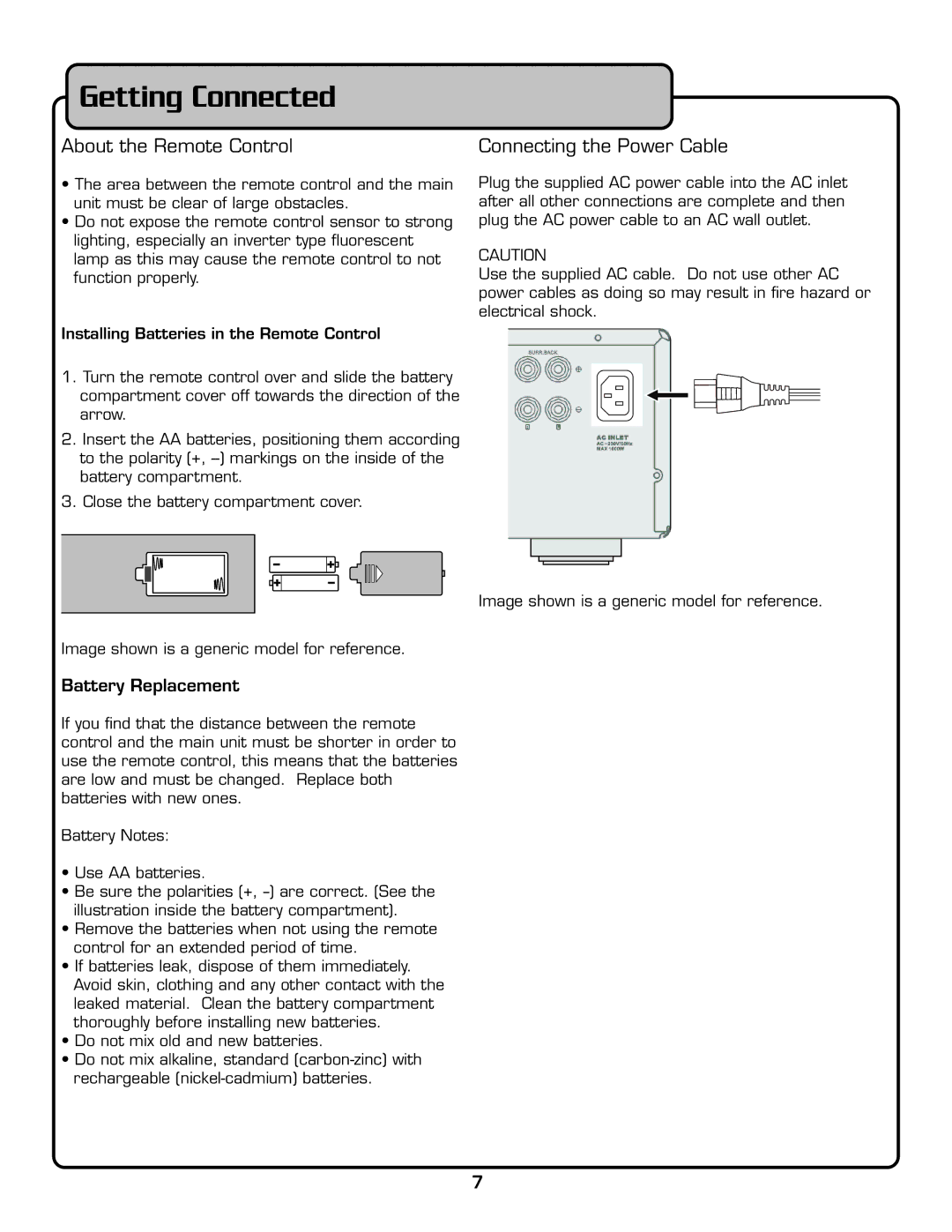 VocoPro KR-3808 PRO owner manual Getting Connected, About the Remote Control, Connecting the Power Cable 