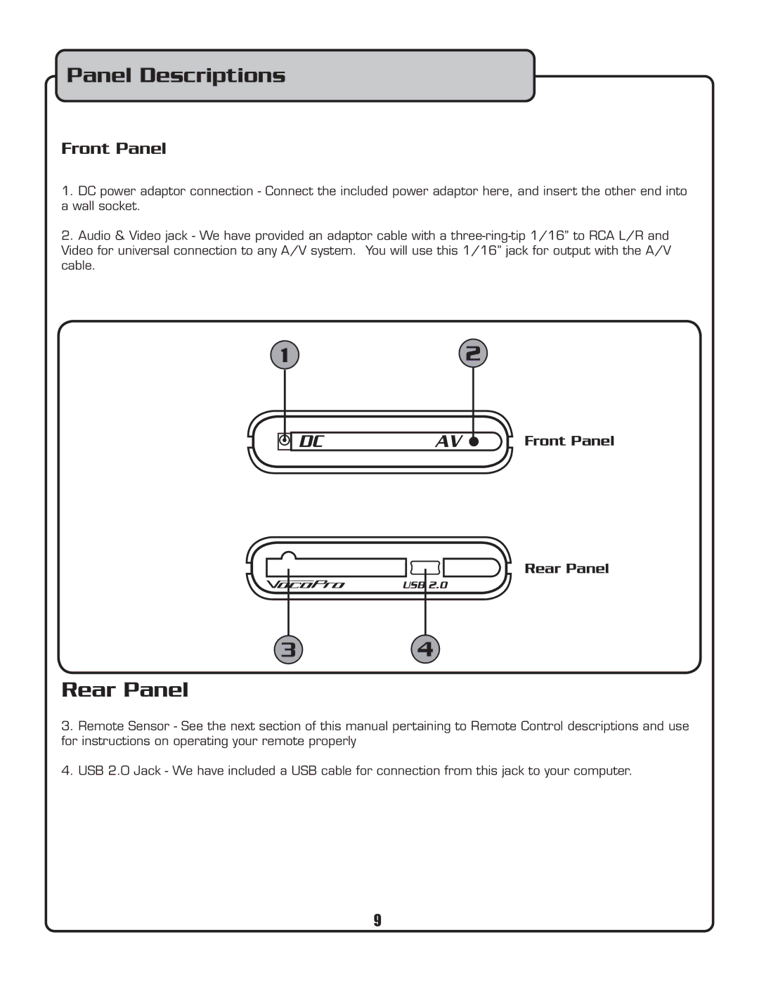 VocoPro MEDIA-JUKEBOX40 owner manual Panel Descriptions, Rear Panel 