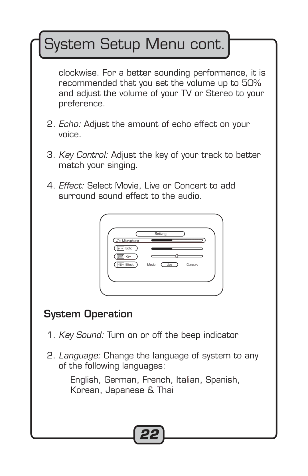 VocoPro Microphone manual System Operation 