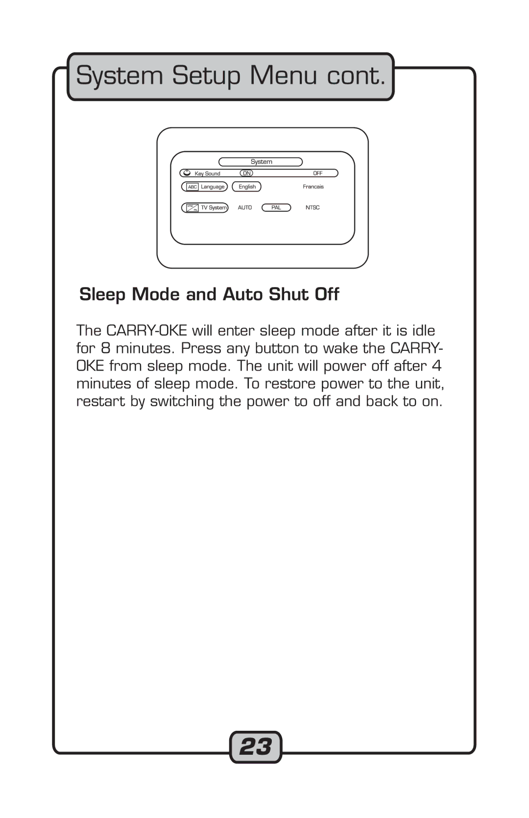 VocoPro Microphone manual Sleep Mode and Auto Shut Off 