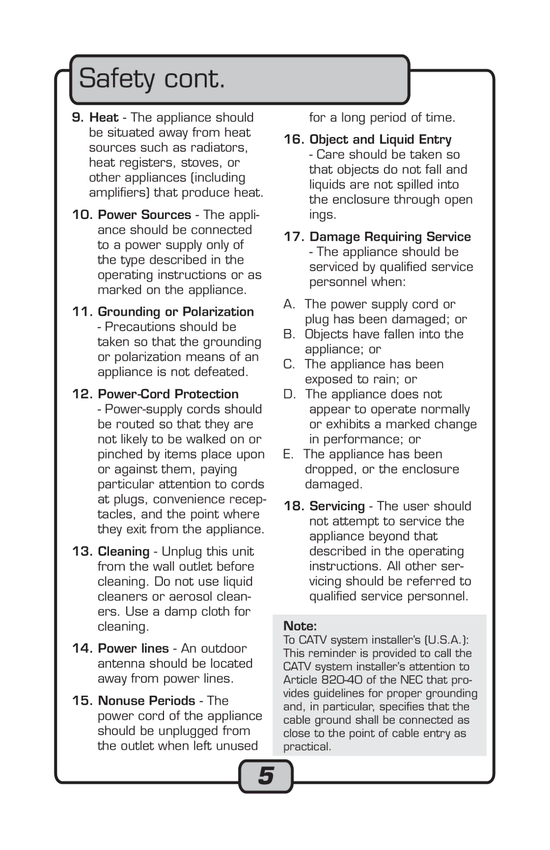 VocoPro Microphone manual Safety 