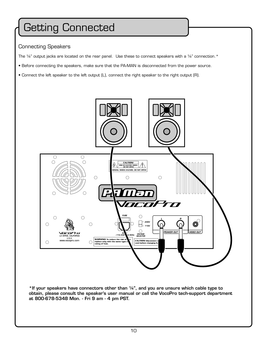 VocoPro PA-MAN manual Ettingt#Onnected, #ONNECTING 3PEAKERS 