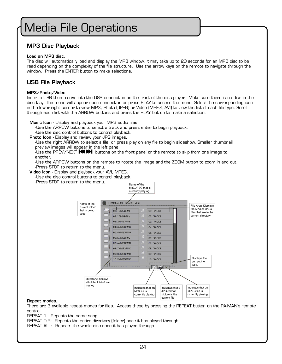 VocoPro PA-MAN manual Ediad&Ile /Perations, *ÎêˆÃvê*ÞlvŽ, ˆiÊ*ÞLVŽ, …œÌœÊVœ˜Ê$ISPLAYSANDLREVIEW YOURD*0RIMAGESE 