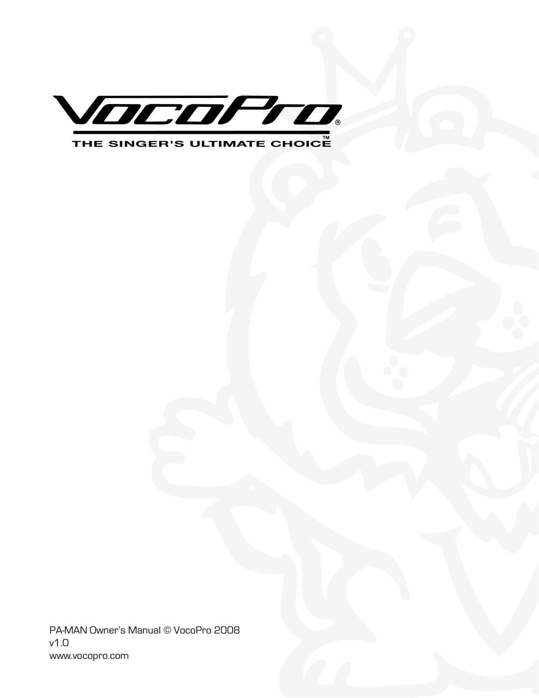 VocoPro PA-MAN manual g9045#07#.–1%141FNNL 8ETN 999T81%1241T%1 