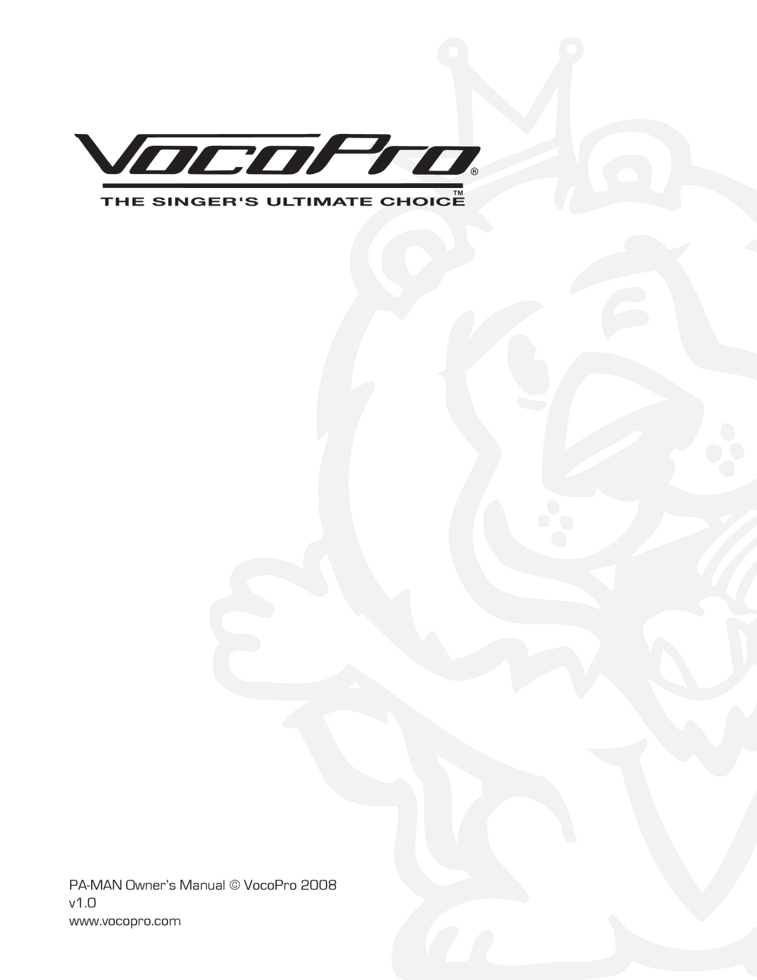 VocoPro PA-MAN owner manual 