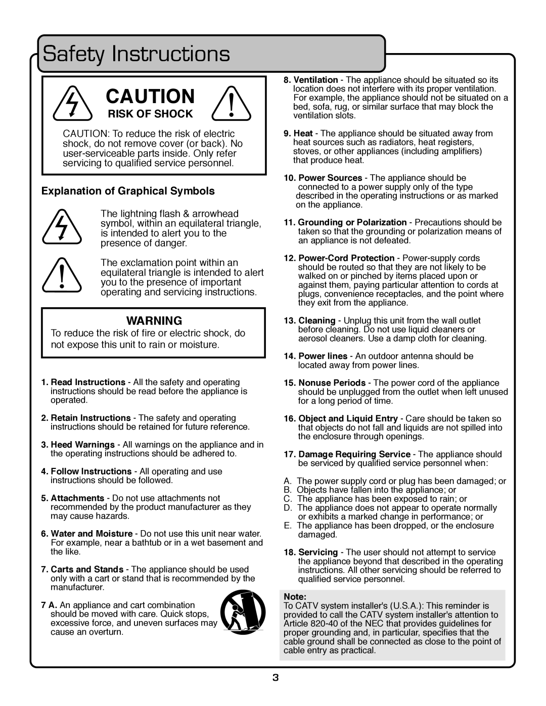 VocoPro PA-PRO 900 owner manual Risk of Shock 