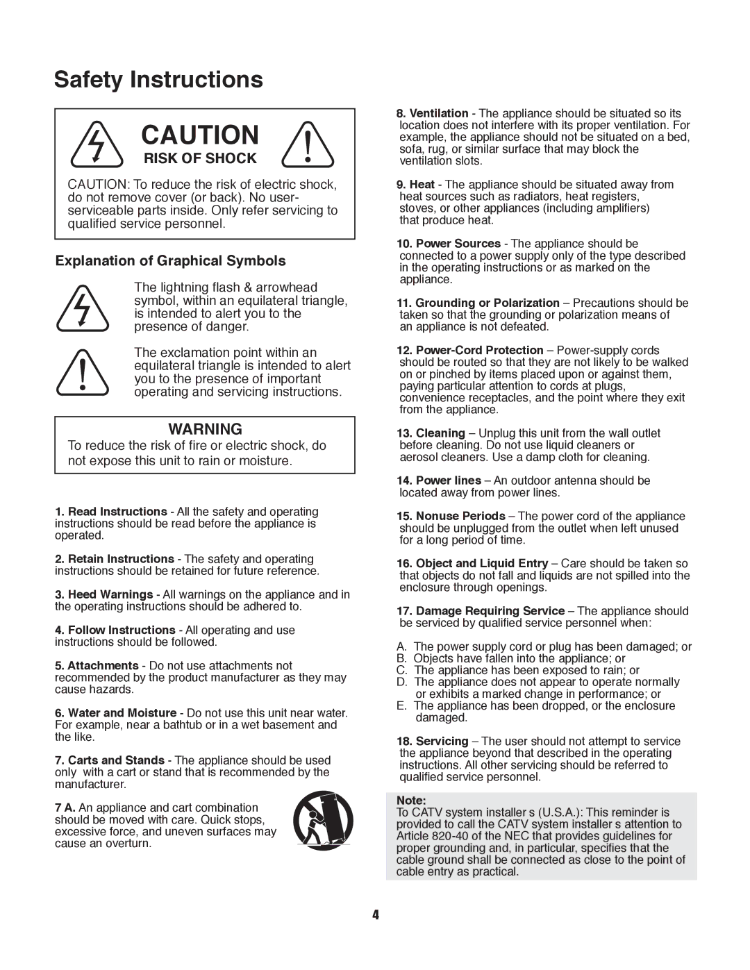 VocoPro PIANO-5 owner manual Safety Instructions 