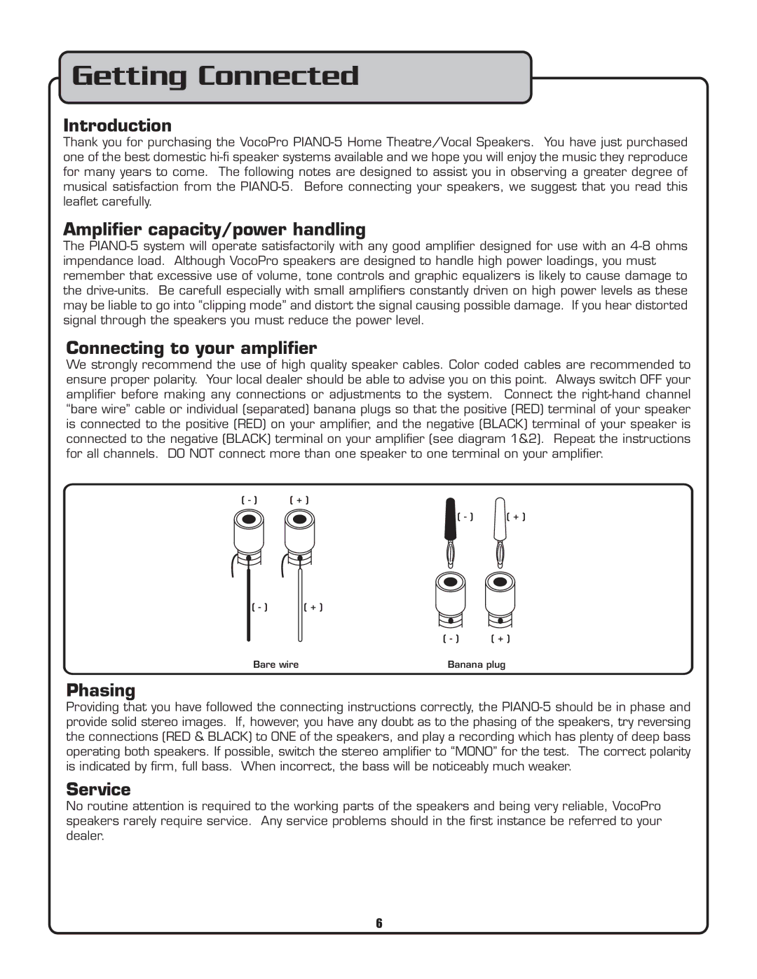 VocoPro PIANO-5 owner manual Getting Connected 