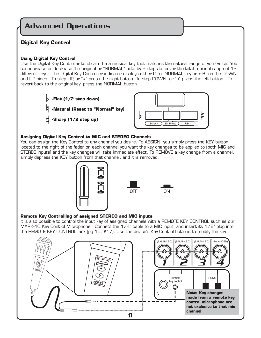 VocoPro PKJ-9090PRO owner manual Advanced Operations, Using Digital Key Control 